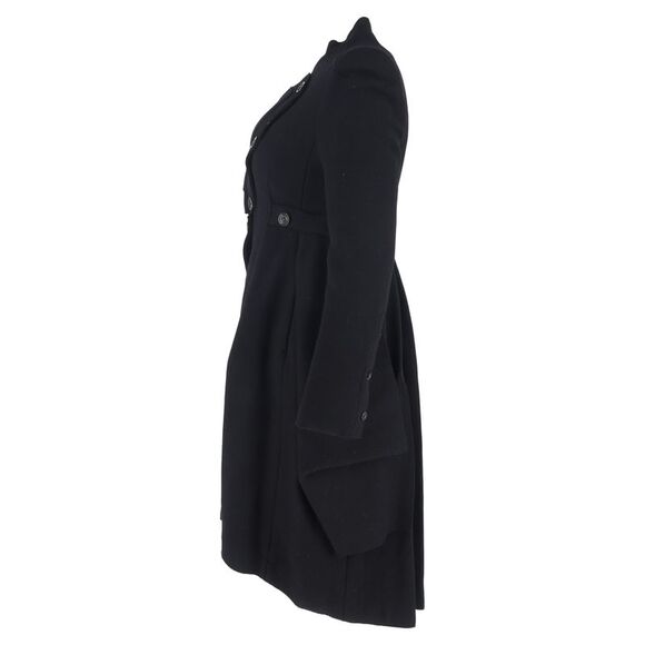 Alexander McQueen Single-Breasted Long Back Coat in Black Wool - Picture 2 of 3